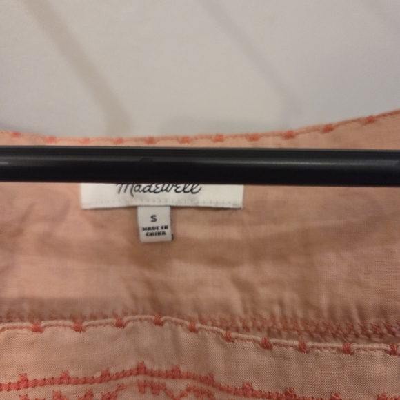 Madewell La Villa Embroidered Tie Sleeve Peasant Top in Rose Pink - Picture 4 of 6